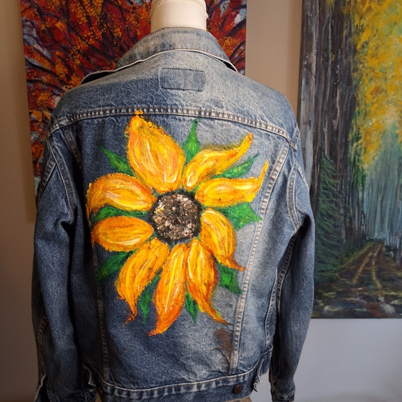 Levi's Jackets & Blazers - Levi's Blue Jean Jacket with Sunflower Design